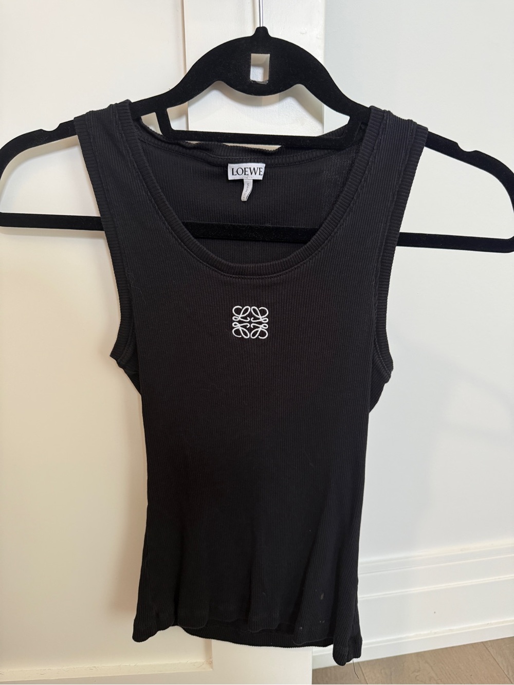 Loewe Black Ribbed Tank with White Anagram